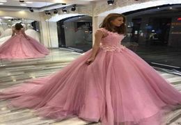 Custom Beading Off Shoulder Quinceanera Dresses with 3DApplique Lace Up Back Sweet 16 Prom Dress Sweep Train A Line Princess Part7034407