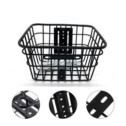 1Pcs Black Iron Storage Basket Folding Durable Hanging Front Handlebar For Bike Riding Cycling 240329
