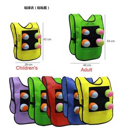1Set Game Props Vest Sticky Jersey Vest Game Vest Waistcoat With 5 Sticky Ball Throwing Children Kids Outdoor Fun Sports Toy
