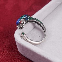 Cluster Rings 925 Thai Silver Classic Ethnic Style For Women Original Design Men And Dragon Phoenix Couple Ring Jewellery