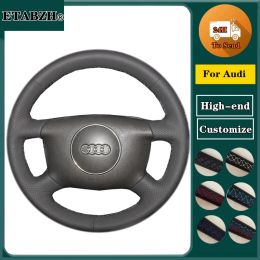 Braid Car Steering Wheel Cover For Audi A8 (D2) S4 A6 (C5) Audi A2 (8Z) A3 (8L) A4 (B5 B6) Microfiber Leather Car Accessories