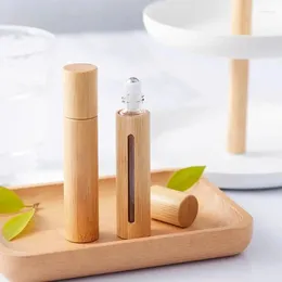 Storage Bottles 3pcs Bamboo Cosmetic Essential Oil Roll On Bottle Mini Glass Refillable Travel Perfume Refill Container Women Set