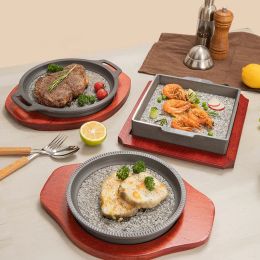 Korean barbecue plate Maifan slate Barbecue Steak Barbecue plate Roasted Seafood Stone Plate Circular stone slab frying pan