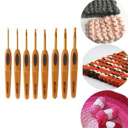 8pcs Aluminium Crochet Hooks Yarn Knitting Needles Set Sweater Weave Craft For Chunky Yarns Sewing Accessories DIY Craft Tools