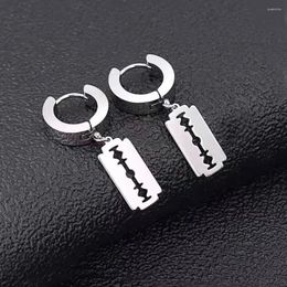 Dangle Earrings Stainless Steel Gold Silver Plated Razor Blade Drop Small Hoop Ear Jewelry Rock Roll Men Women Fashion Gift