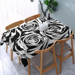 Table Cloth Pattern With Black Roses Flowers Tablecloth Waterproof Party Home Decoration Rectangular Cover For Dining Mantelpiece