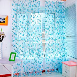 100 x 200cm Flower Sheer Curtain Tulle Window Voile Drape Valance 1 Panel Fabric