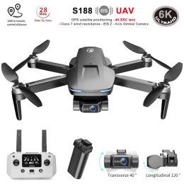 Drones S188 Professional GPS 4K Drone True EIS 2Axis Gimbal Drones 6K HD Camera Drones 5G FPV RC 1.5KM Brushless Motor Quadcopter Toys