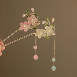 Vintage Chinese Flower Fringe Hair Sticks Fashionable Female Metal Hairpin Hair Stick Hairwear Hair Ornament Jewellery Accessories