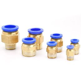 10/50/100pcs Brass Pneumatic Pipe Connector:PC4/6-M6/M8/M10/M12 Male Metric Thread,Push In Quick Connector for Air Hose Plumbing