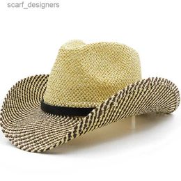 Wide Brim Hats Bucket Hats Vintage Panama Hat Men Straw Fedora Male Sun hat Women Summer Beach British Style Chapeau Jazz Trilby Cap Sombrero Y240409