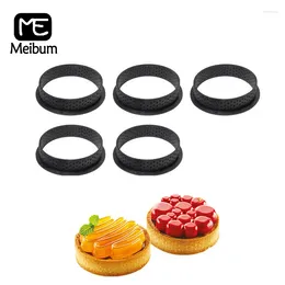 Baking Moulds Egg Tart Ring 5 Pcs Set Plastic Perforated French Cake Dessert Moulds Kitchen Tools DIY Fruit Cookies Pastry Mould
