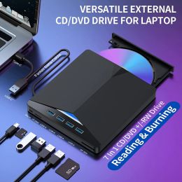 7-in-1 USB 3.0 Type C External CD DVD RW Optical Drive DVD Burner Reader Player Super Optical Drive For PC Laptop Notebook