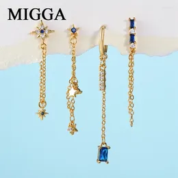 Dangle Earrings MIGGA 4pcs Blue Zircon Stone Geometric Star Long Set Gold Colour Women Crystal Jewellery