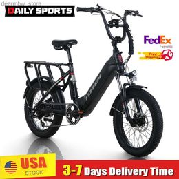 Bikes American Stock Ectric Bike 750W Electric Motor Ebike 48V 15Ah Battery 20 Fat Tire 7-speed Suspension Fork Ectric Bicyc Adult L48