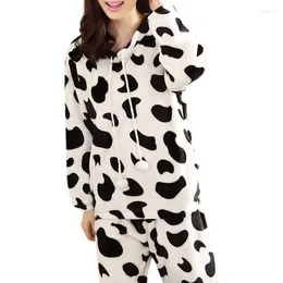 Home Clothing Women Pyjamas Sets Winter Thick Lovely Cartoon Loose Sleepwear Girl Long Sleeve Nightgown W15