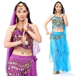 Stage Wear Belly Dance Show Set Coin Gauze Skirt Veil Sequins Big Waves Accessories Performance Prop