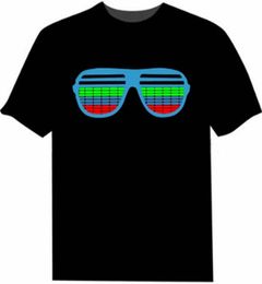 Men Women Sound Activated LED T Shirt Oversize Black One Color Tshirts Rock Disco DJ Aesthetic T Shirts Couple Casual Tshirt 6XL 24050319