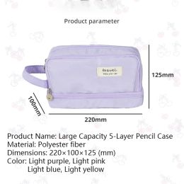 2PCS Large-capacity Pen Case Three-layer Creative Cute Stationery Box Children's Learning Supplies Korean Stationery Pencil Bag