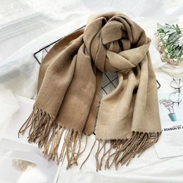 Blankets Thickened Scarf Long Two-color Double-sided Fall And Winter Versatile Monochrome Warm Solid Color Blanket