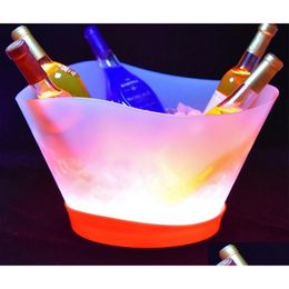 Ice Buckets And Coolers 12L Led Rechargeable Colour Changing Wine Whisky Cooler Boat Shaped Champagne Beer Holder For Bar Night Party Dhnsw