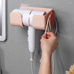 Hooks Hair Dryer Storage Rack Bathroom Punch-free Wall Hanging Shelf Self Adhesive Holder Organizer Tool