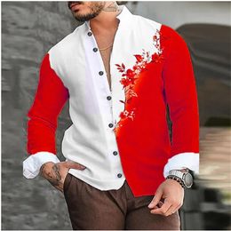 Fashion Trend Print Casual Mens Soft and Comfortable Button Design Extra Large Shirt 240401