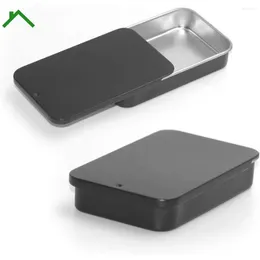 Storage Bottles 6pcs 3.1 X 1.9 0.6in Metal Rectangular Sliding Lid Tin Boxes Black Containers Portable Box Small Kit Home Organiser