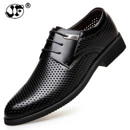 Boots Summer Fashion Formal Men Shoes Punch Lace Breathable Hollow Business Dress Shoes Genuine Leather Casual Sandals Oxfords Rty67