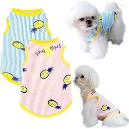 Dog Apparel Shirt Skirt Striped Printed T Shirts Cotton Vest Pleated Dress Puppy Clothes Summer Pet For Small Medium Dogs Cats