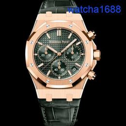 AP Tourbillon Wristwatch Royal Oak Series 26240OR Green Disc Belt 50th Anniversary Commemoration 18K Rose Gold Automatic Mechanical Mens Watches