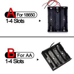 Black Plastic Battery Storage Box AA LR6 HR6 Battery Storage Case Clip Holder Container 1X2X 3X 4X 18650Case With Wire Lead Pin