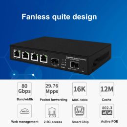 Web Managed 4 Ports 2.5Gbe POE Switch With 2*10Gb SFP+ Uplink 802.3bt/at