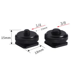 Professional 1/4" 3/8" Nuts Tripod Mount Screw Black to Flash Hot Shoe Adapter Stand for Camera Studio Accessory