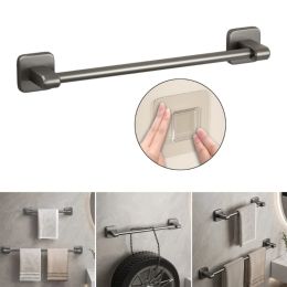 Bathroom Towel Rack No Drilling Hanging Towel Holder Convenient Wall Mounted Towel Bar Self Adhesive Rail Organizers M4YD