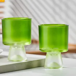 Candle Holders Green Glass Water Cup Frosted Cold Drink Latte Coffee Wine Candles Wholesale Candy Bar Home Decoration Accessories Modern