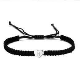 sansango A-Z Letter Initial Heart String Bracelets for Women Men Handmade Rope Braided Bracelet Jewelry Adjustable Bracelet
