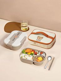 Dinnerware WORTHBUY Lunch Box With Soup Bowl And Cutlery Portable Compartments Bento Boxes Microwave Safe Leak-proof Contanier