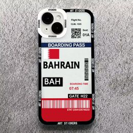 World City Travel Ticket New York BAHRAIN Label Phone Case For iPhone 14 13 12 11 Pro Max Mini XS X XR 7 8 Plus Customise Cover