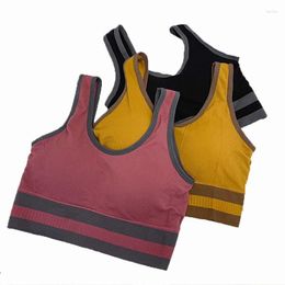 Yoga Outfit Women'S Sports Bra Contrasting Colour Crop Top Female Vest Seamless Tops Girls Summer Sexy Cross Beauty Back Underwea