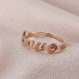 My Shape Love Faith Hope Ring Letter Love Finger Rings for Women Girls Roman Number Hollow Ring Engagement Wedding Jewelry Gifts