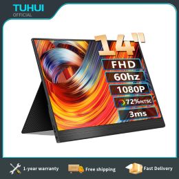 Monitors TUHUI 14inch 15.6inch Portable Monitor Home Office Usb Type C MiniHDMI 1080P FHD IPS Gaming Screen for Laptop Phone Ps4 Switch