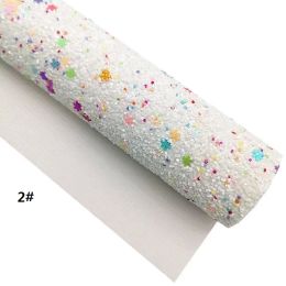 White Chunky Glitter Leather Sheets Diamond Glitter Leather Crystal Glitter Faux Leather Felt Backing for Bows Earrings DIY W224