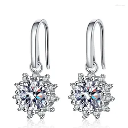 Stud Earrings ZFSILVER Trendy Fashion 925 Silver Colour D Moissanite Classic Dangle Sunflower Earring Women Accessories Party Jewellery Gift