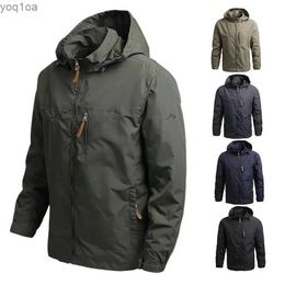 Men's Jackets Mens windproof military field jacket jacket mens tactical waterproof pilot jacket hooded shirt mens hunting military uniformL2404