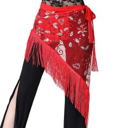 Female Mesh Hanging Belly Dance Hip Skirt Scarf Fussel Sequins Tassel