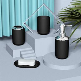 4pcs Luxury Bathroom Accessories Plastic Toothbrush Holder Cup Soap Dispenser Dish Toilet Holder Pump Bottle Cup Bathroom Set