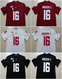 Mens WSU 16 Gardner Minshew II Washington State Cougars Red White Black Colour College Jerseys 2019 New Style 150TH Jersey 2683170