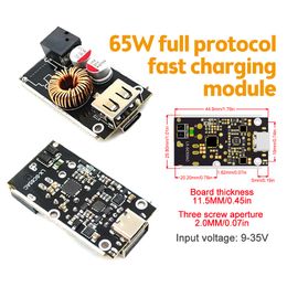 Type-C+USB 65W High-power Fast Charging Module DC 9V-35V DC5521 XT30 Input Port PD3.0/PPS/QC2.0/3.0/4.0AFC/FCP/SCP V00C1.0/2.0