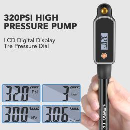 NEWBOLER 320psi Bike Pump High Pressure Digital Gauge MTB Road Portable Bicycle Pump Schrader Valve Cycling Hand Pump Tire Pump